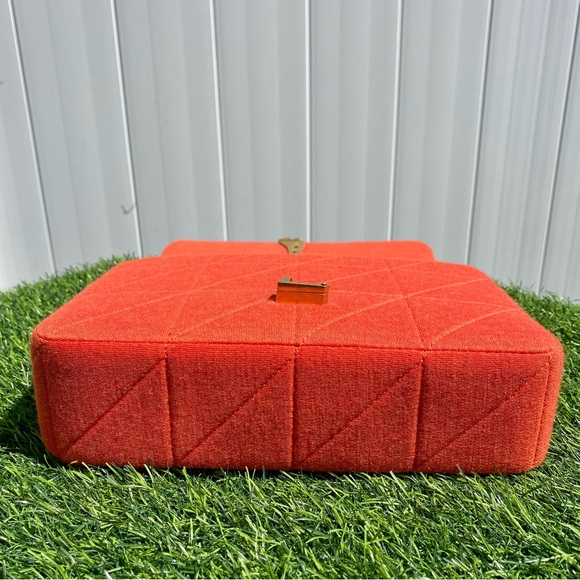 SAINT LAURENT JAMIE MEDIUM BAG IN QUILTED ORANGE JERSEY W/GOLD YSL HARDWARE NEW! - Picture 6 of 16